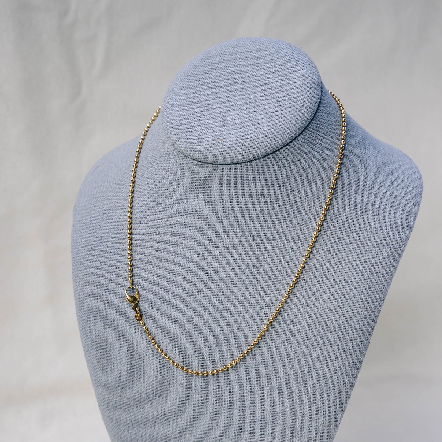 18k Italian Solid Gold Bead Chain Necklace 18"