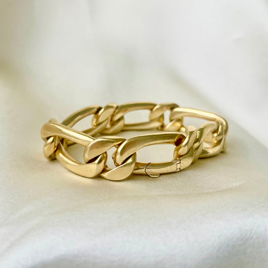 Handmade 18K Solid Specialty Curb Link Bracelet with Hidden Clasp