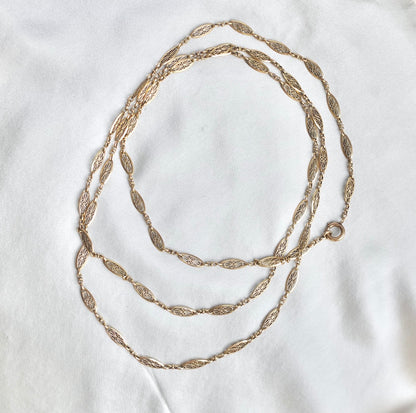 French 18K Gold Long Guard Chain