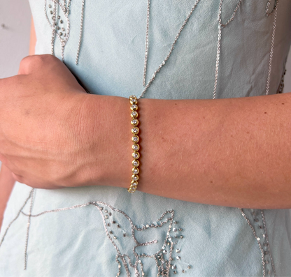 Vintage Tiffany 18K Yellow Gold Bubble Diamond Tennis Bracelet