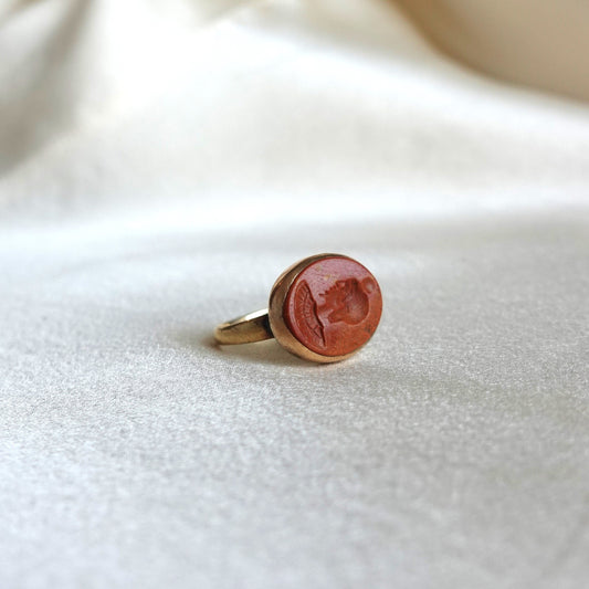 Romano-Egyptian Jasper Intaglio 12K Gold Ring