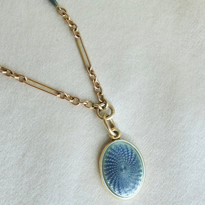 Antique enamel 10K locket necklace