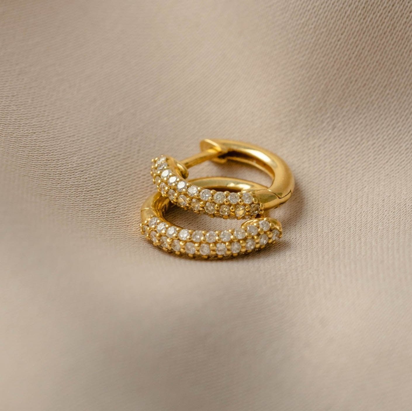 Mini Pavé Diamond 18K Huggie Earrings