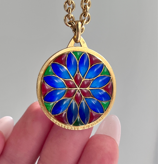French Plique à Jour Enamel Pendant