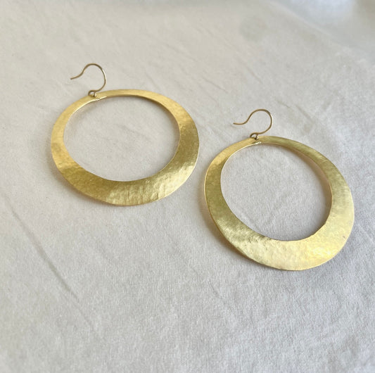 Crescent Circle Hammered Earrings