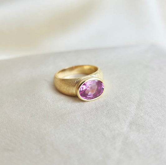 The East-West: Pink Sapphire Ring in 18K