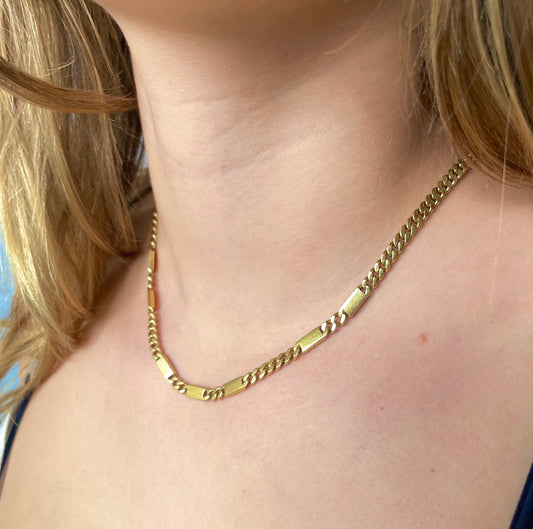 The Dash-Iconic Solid 18K Cuban Curb with Bar Embellishments