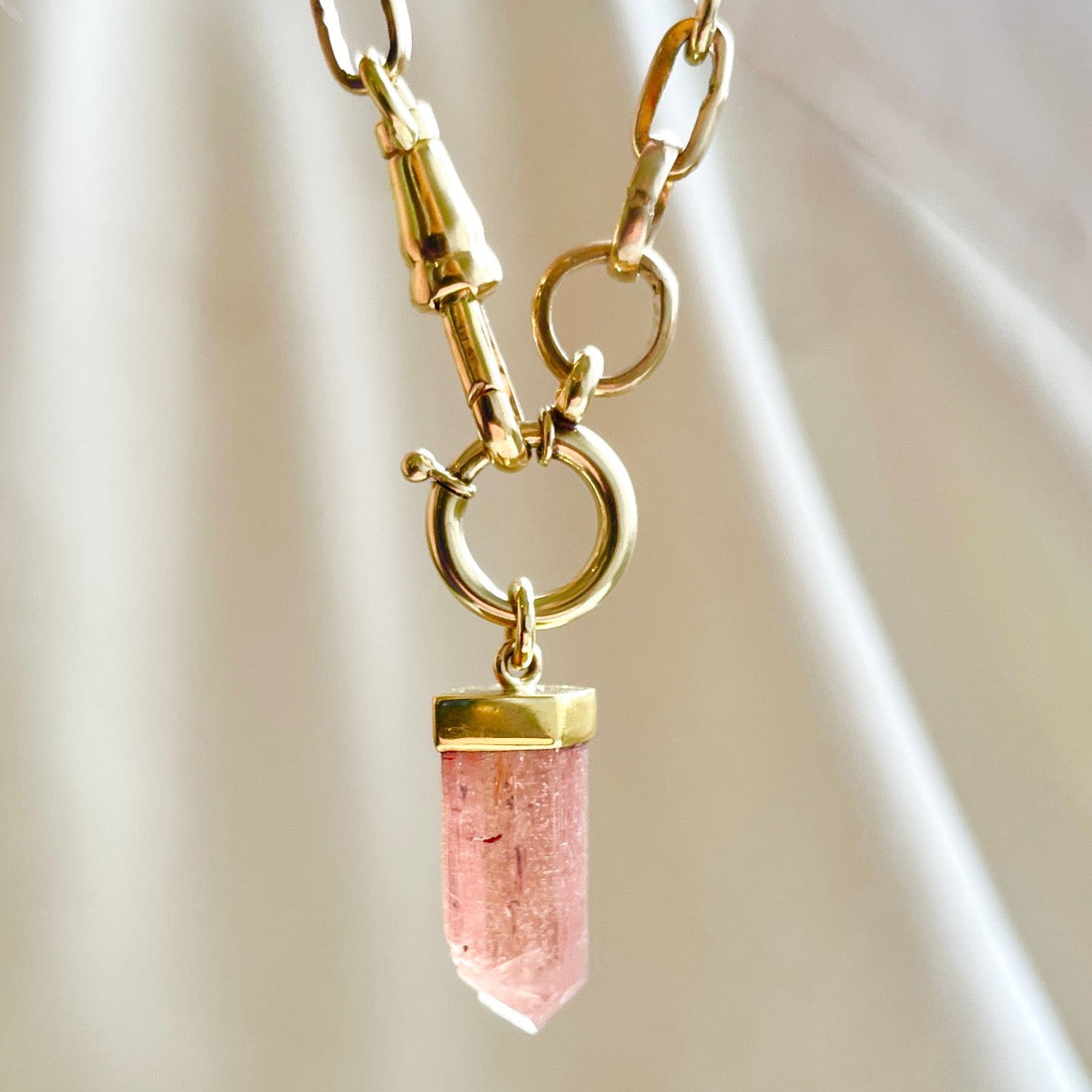 Imperial Topaz Crystal Pendant in 22K + 18K