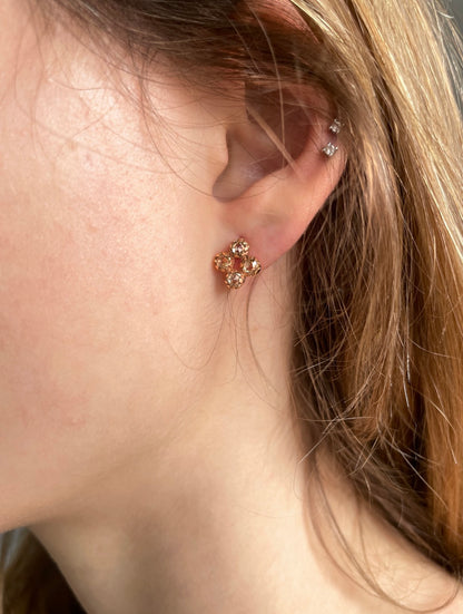 9K Rose Gold Natural Rose Cut Diamond Convertible Drop Earrings