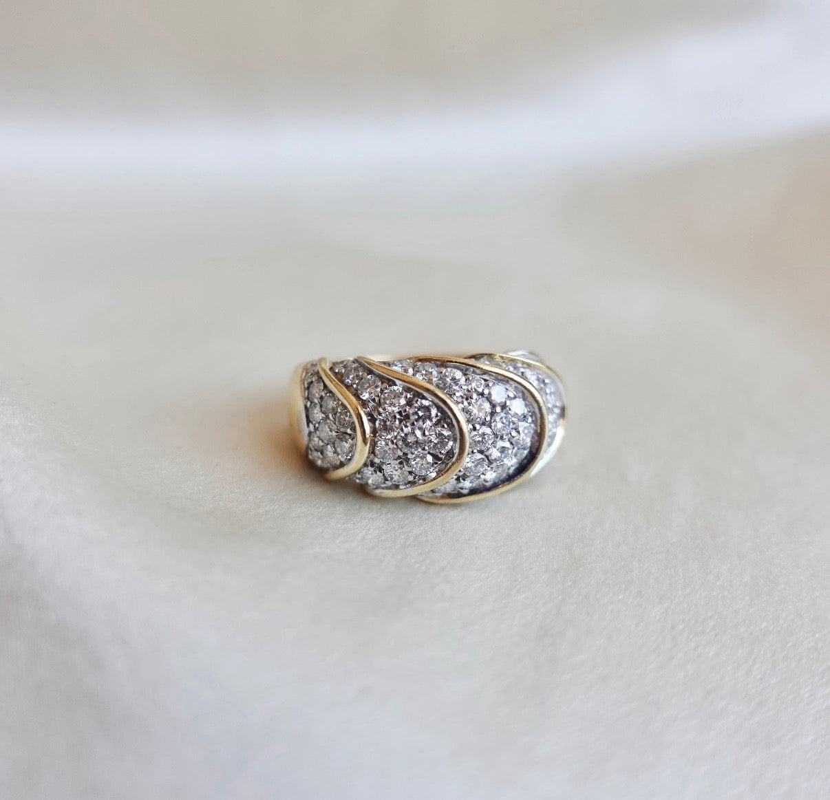 French New Wave: 18K Diamond Pave Ring
