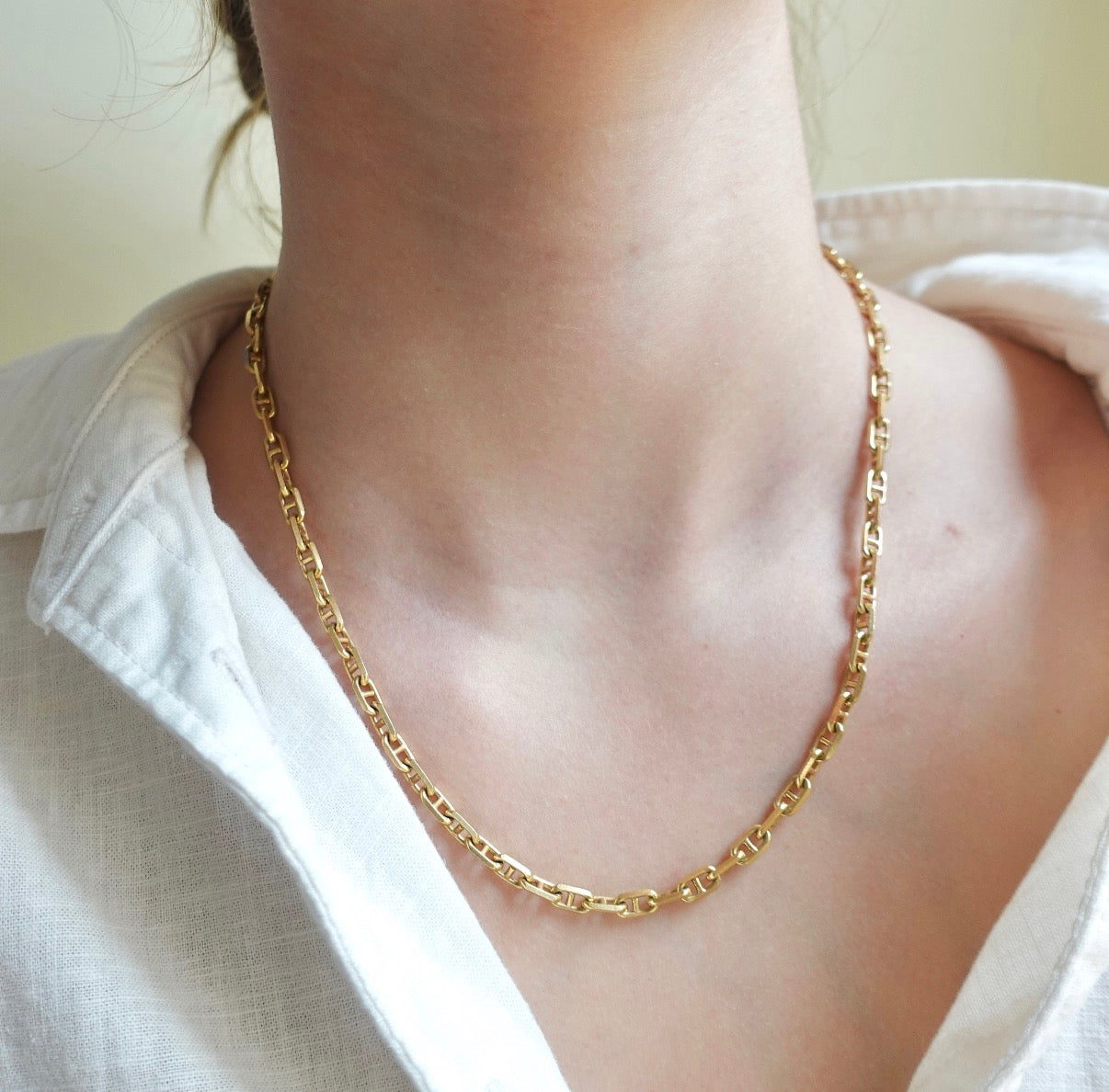 Italian Beveled Mariner Link Chain—18 inch length