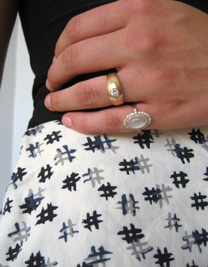 Flush Set Diamond Ring in 14K Yellow Gold