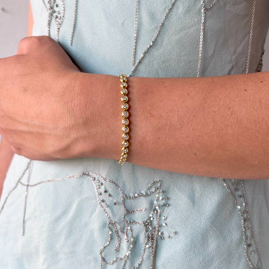 Vintage Tiffany 18K Yellow Gold Bubble Diamond Tennis Bracelet