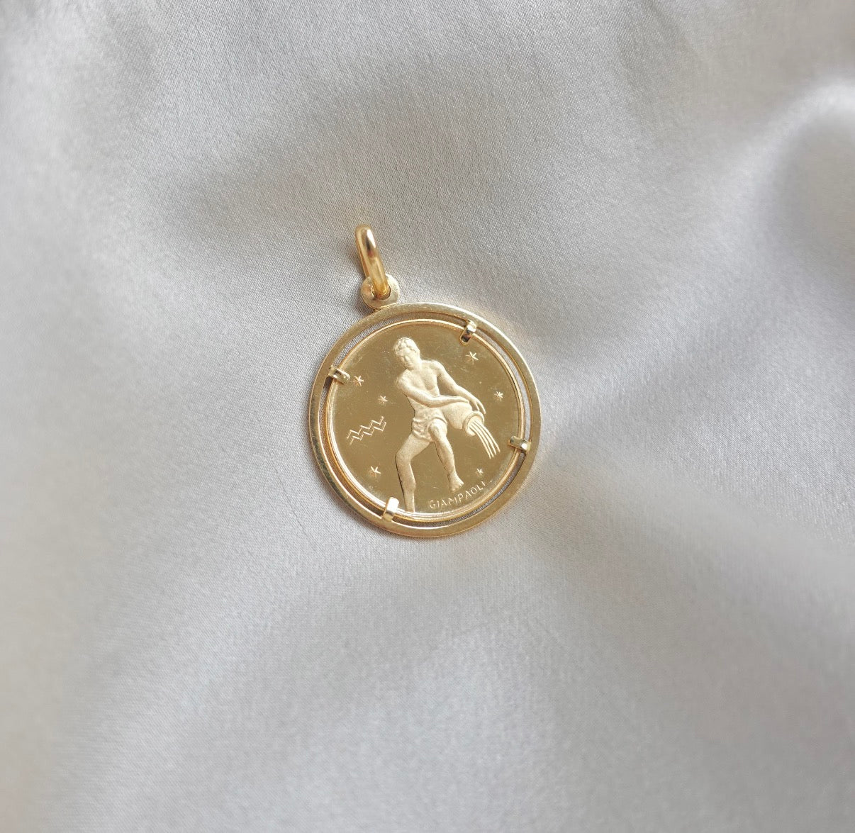 Rare Italian Aquarius 18K Zodiac Pendant