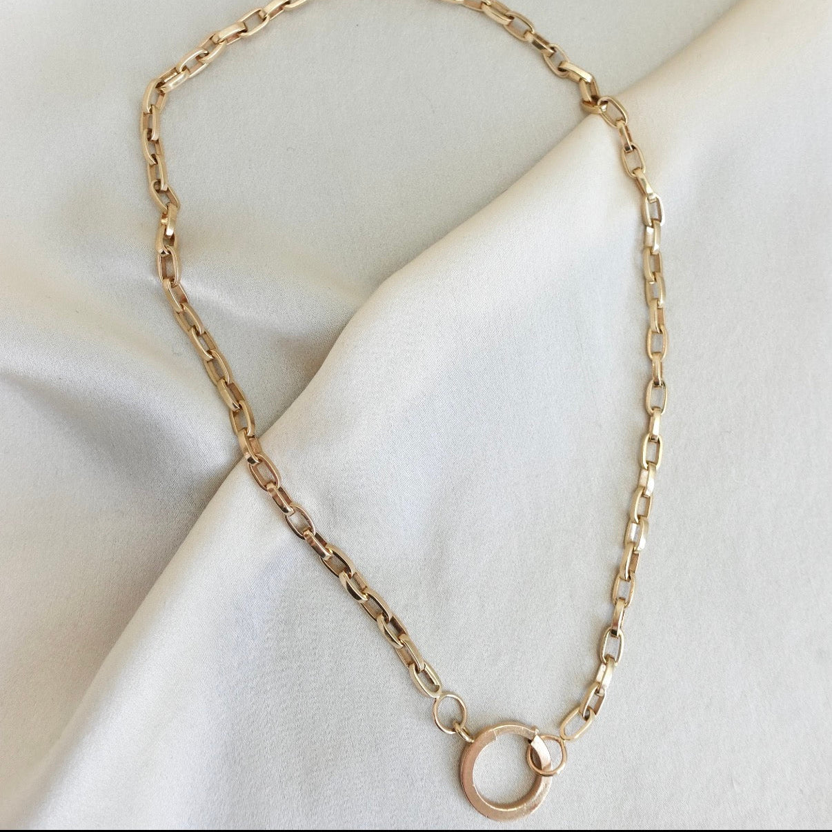 14k solid oval link chain with oversized dog clip