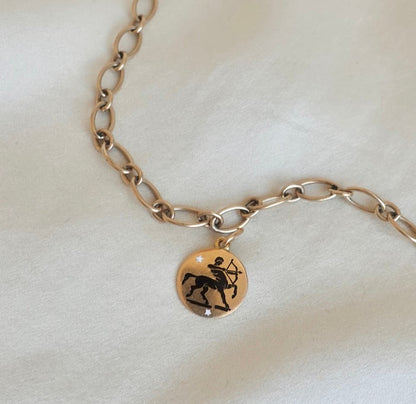 Petite Vintage 18K Sagittarius Enamel Pendant