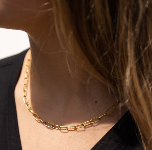 Large Oval Cable in 18 karat yellow gold, 18 inches