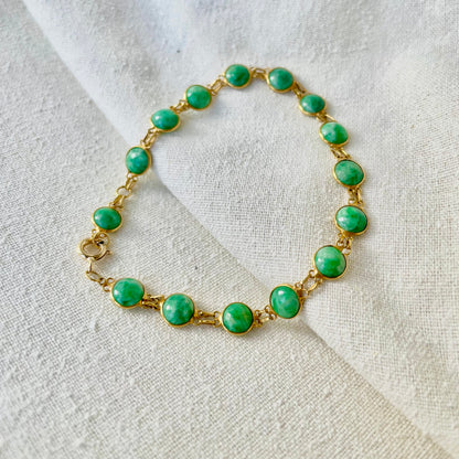 Jade Bezel Set Bracelet in 10K Gold