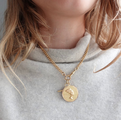 Nefertiti & Fortuna: Vintage18K Gold Double-Sided Pendant