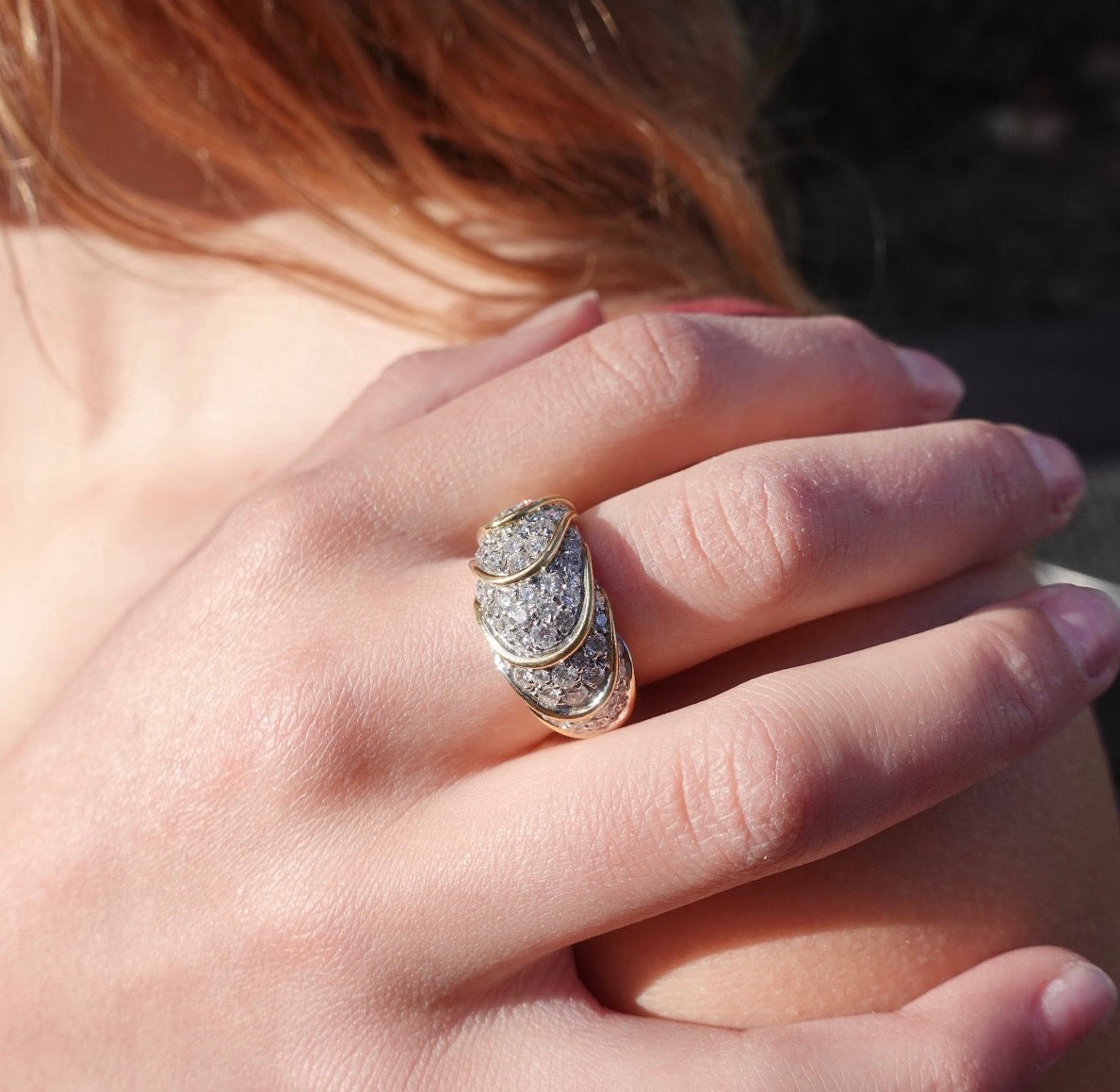 French New Wave: 18K Diamond Pave Ring