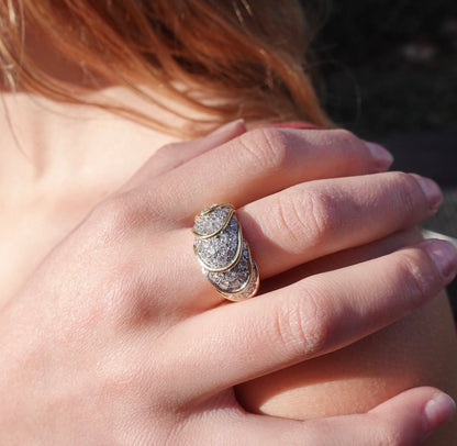 French New Wave: 18K Diamond Pave Ring