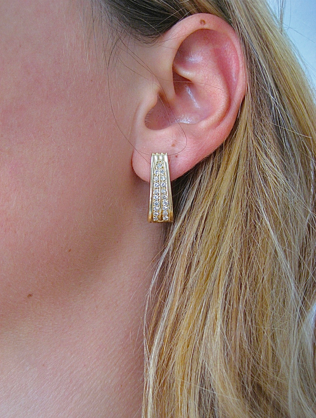 Double Diamond Channel Earrings