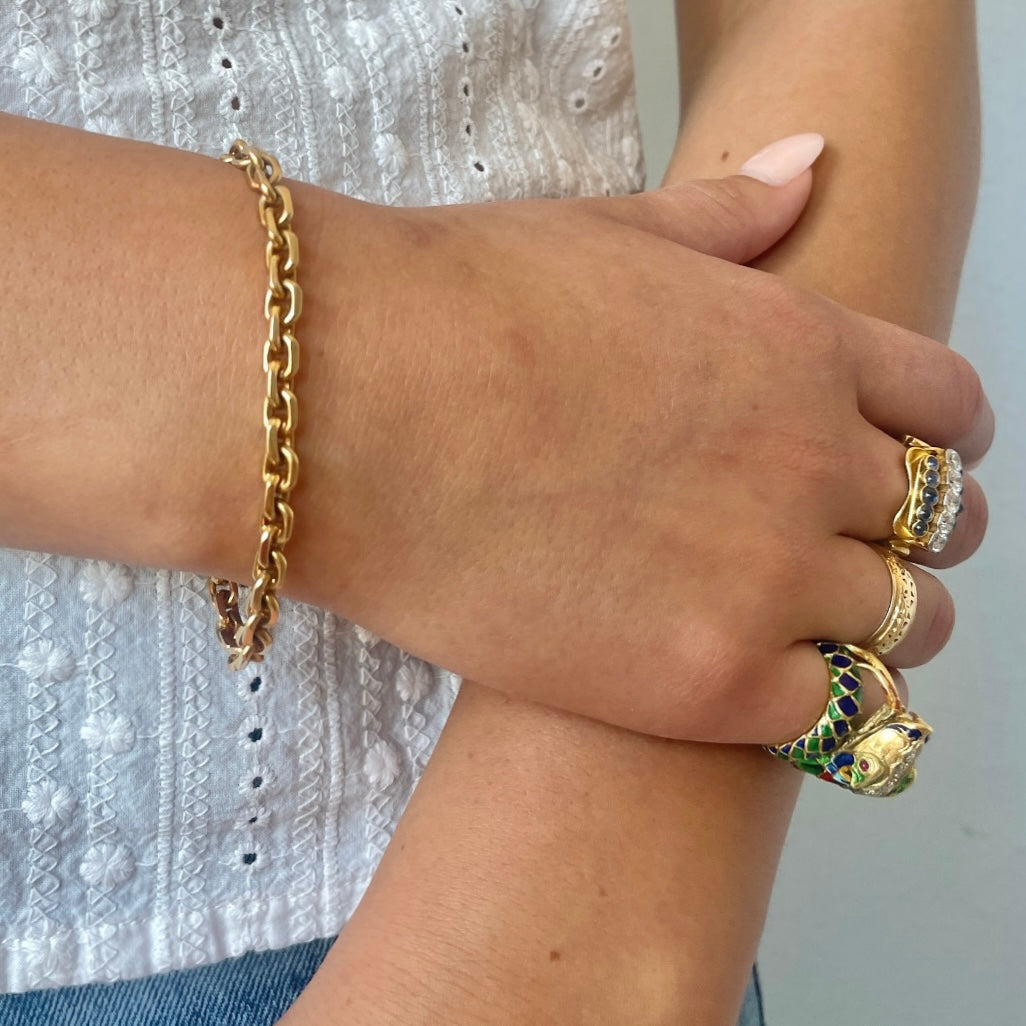 Vintage Swedish 18k Biker Cable Link Bracelet