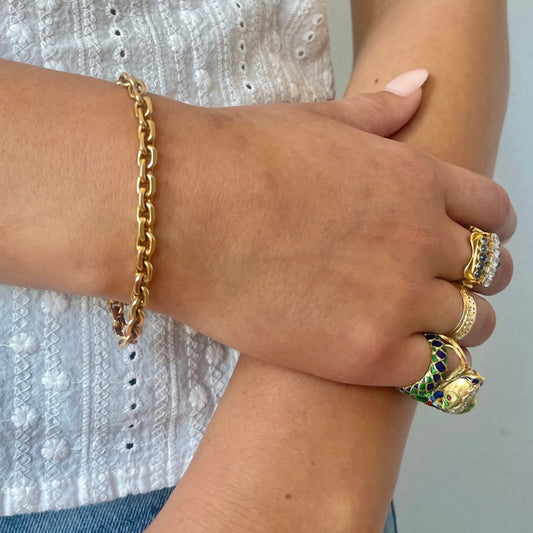 Vintage Swedish 18k Biker Cable Link Bracelet