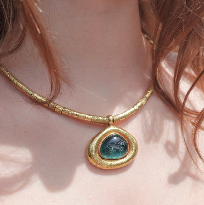Stunning 18K Indicolite Tourmaline Unicorn Necklace