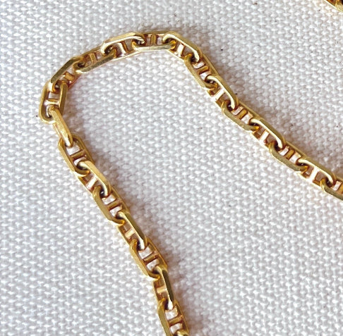 18k Beveled Cut Mariner Style Link Bracelet