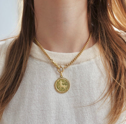 18K Gold Sagittarius Zodiac Coin Pendant by Pietro Giampaoli, Unoaerre