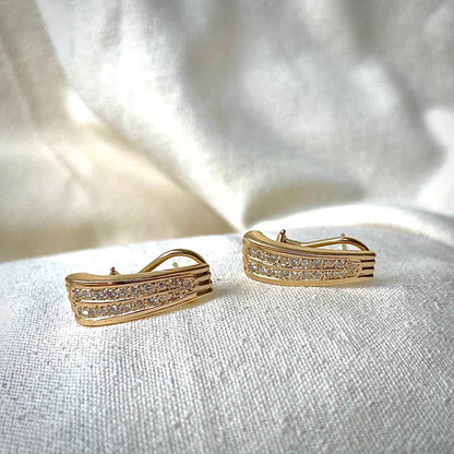 Double Diamond Channel Earrings