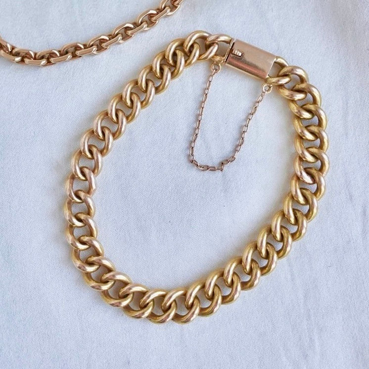 Quietly Perfect 18K Rounded Curb-Vintage Rounded Curb Bracelet in 18K