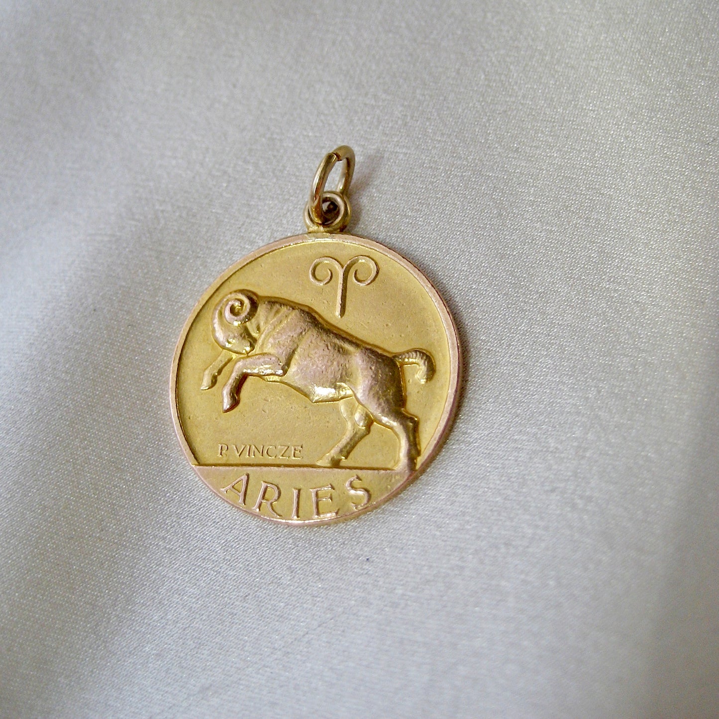 Rare Aries Zodiac Medal by Paul Vincze in 9k Gold