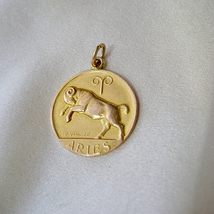 Rare Aries Zodiac Medal by Paul Vincze in 9k Gold