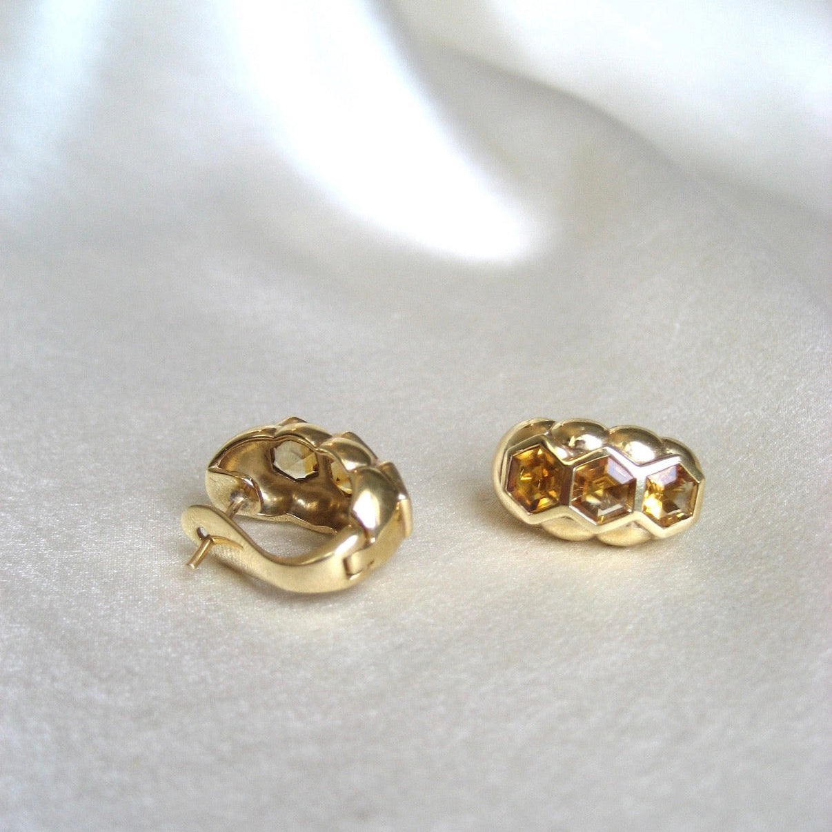Oh Honey! Citrine Demi-Hoop Earrings