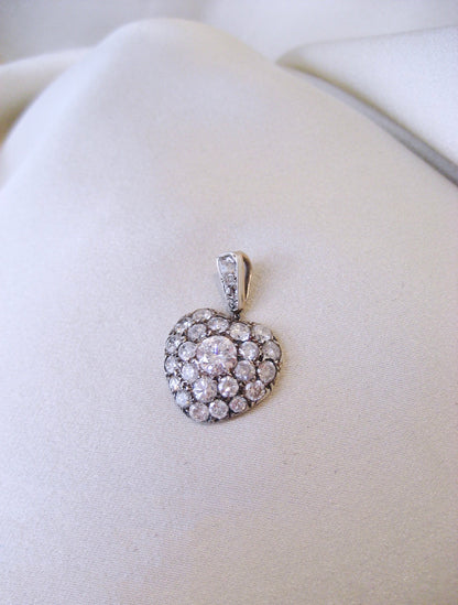 Radiant Heart: 14k Diamond Pavé Pendant with Transitional & Old Mine Cuts