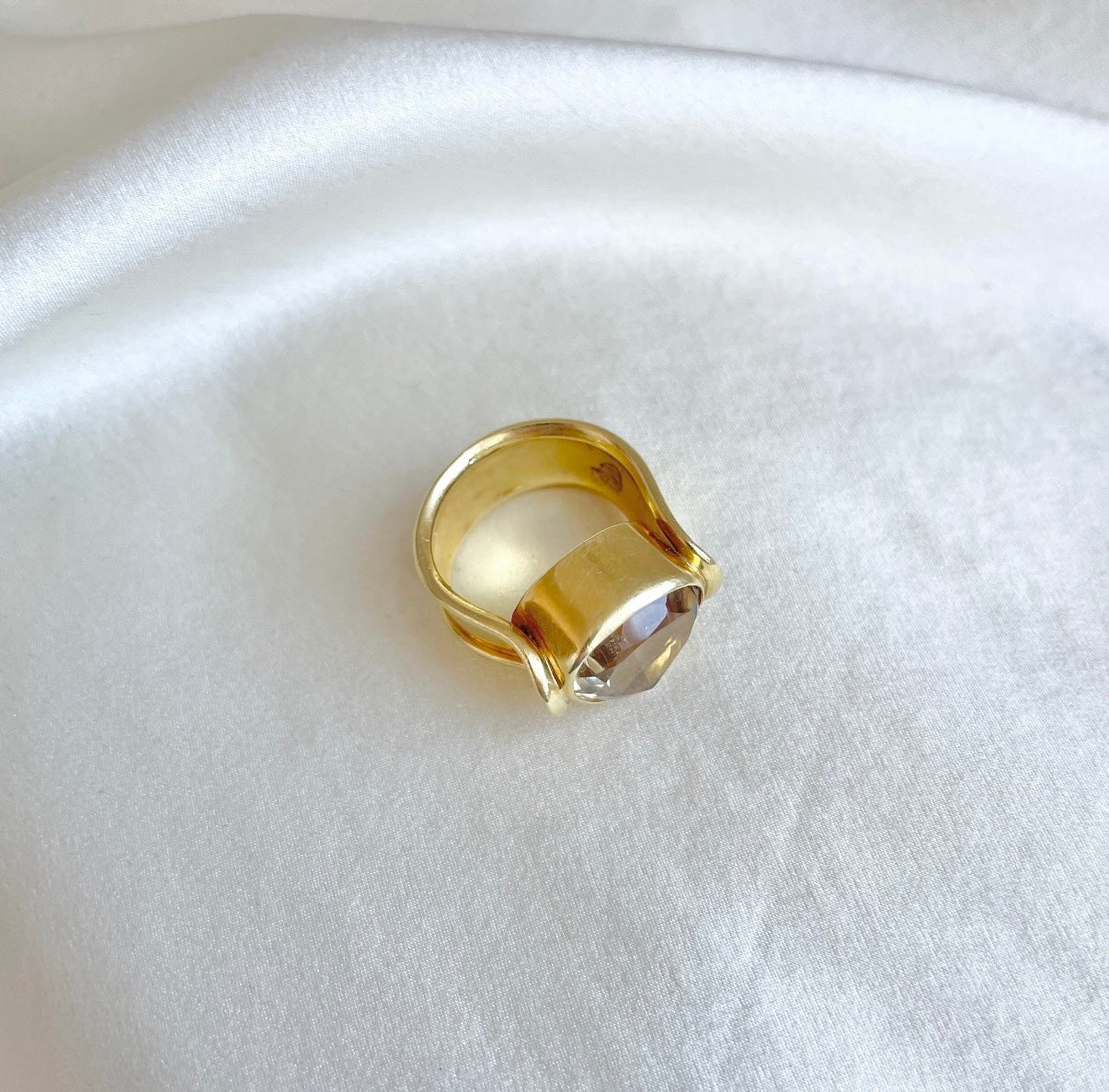 Sculptural Smoky Topaz Ring