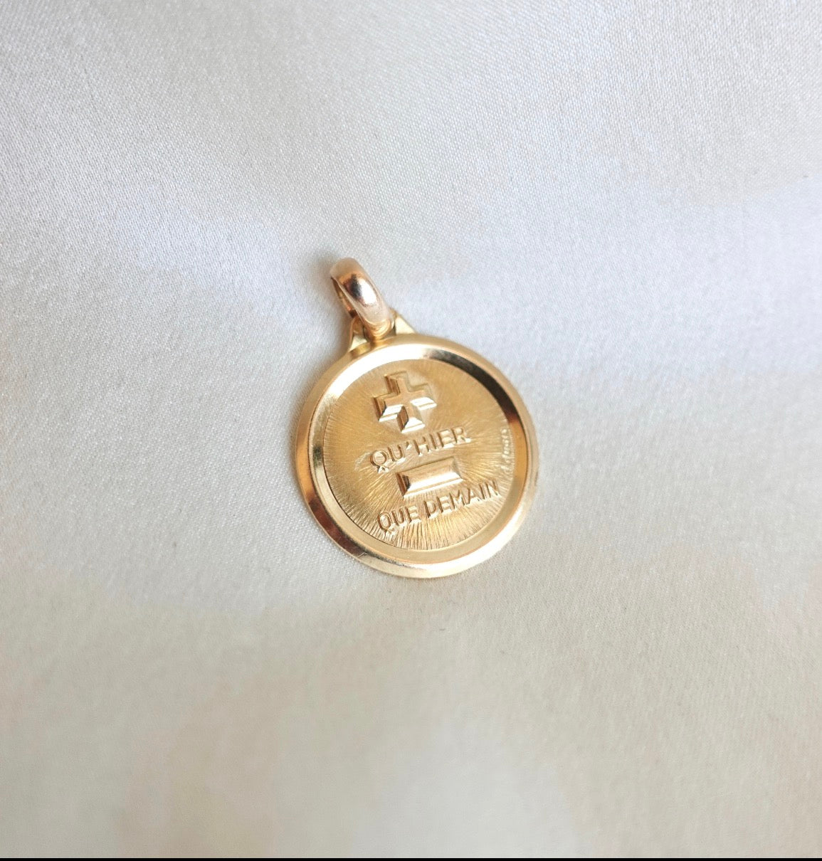 Authentic Vintage French 18 Karat Gold Love Medal by A. Augis