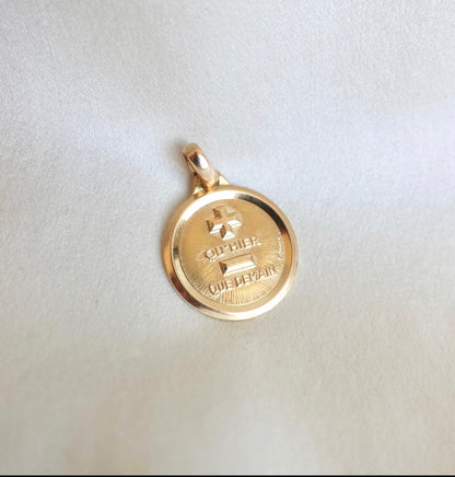 Authentic Vintage French 18 Karat Gold Love Medal by A. Augis