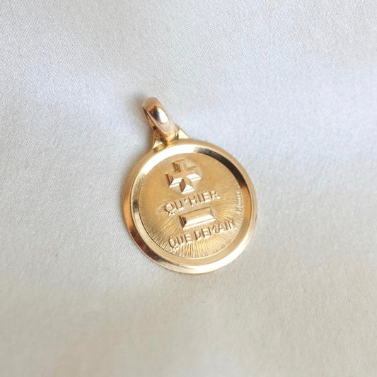Authentic Vintage French 18 Karat Gold Love Medal by A. Augis