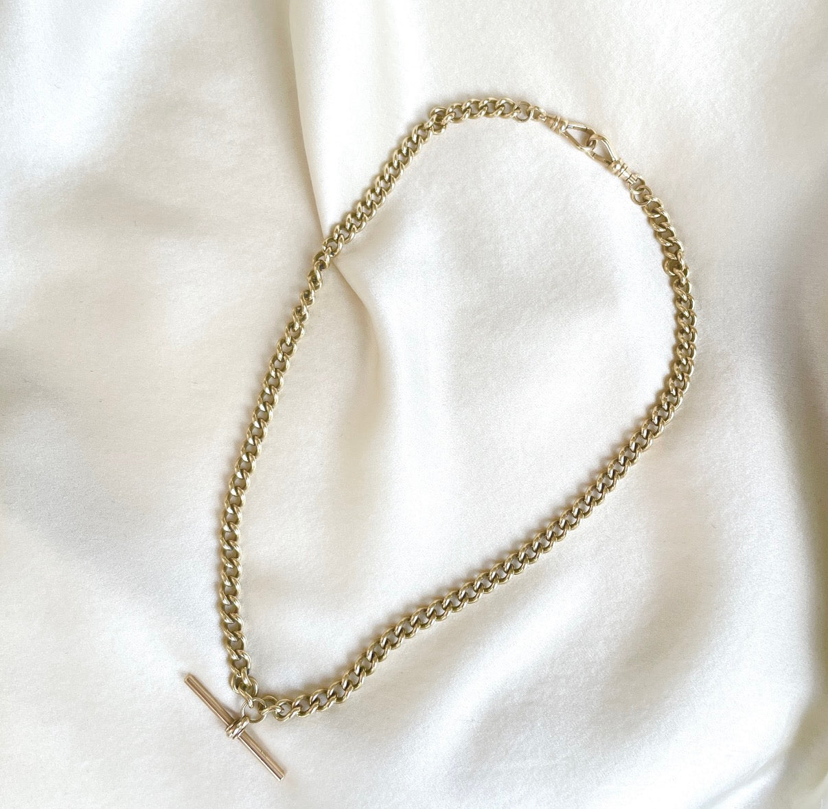 Antique 9K Curb Chain with T-bar