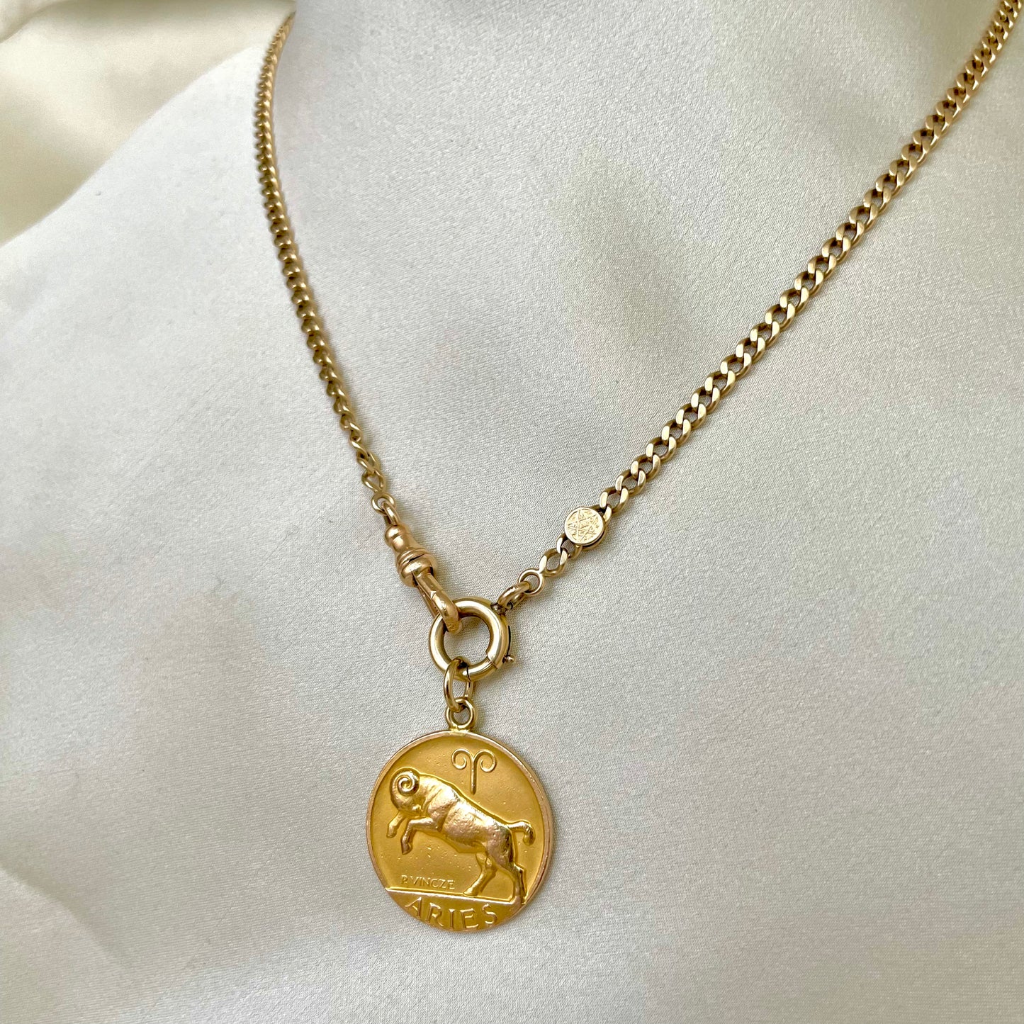 Rare Aries Zodiac Medal by Paul Vincze in 9k Gold