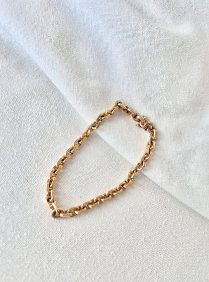 Vintage Swedish 18k Biker Cable Link Bracelet