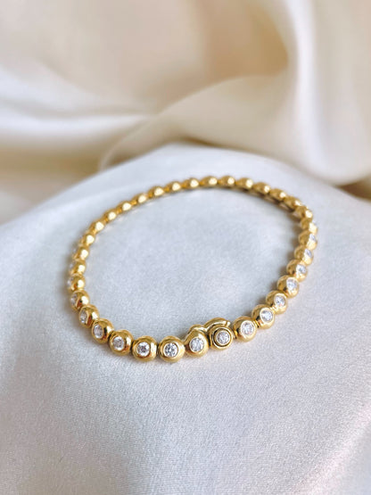 Vintage Tiffany 18K Yellow Gold Bubble Diamond Tennis Bracelet
