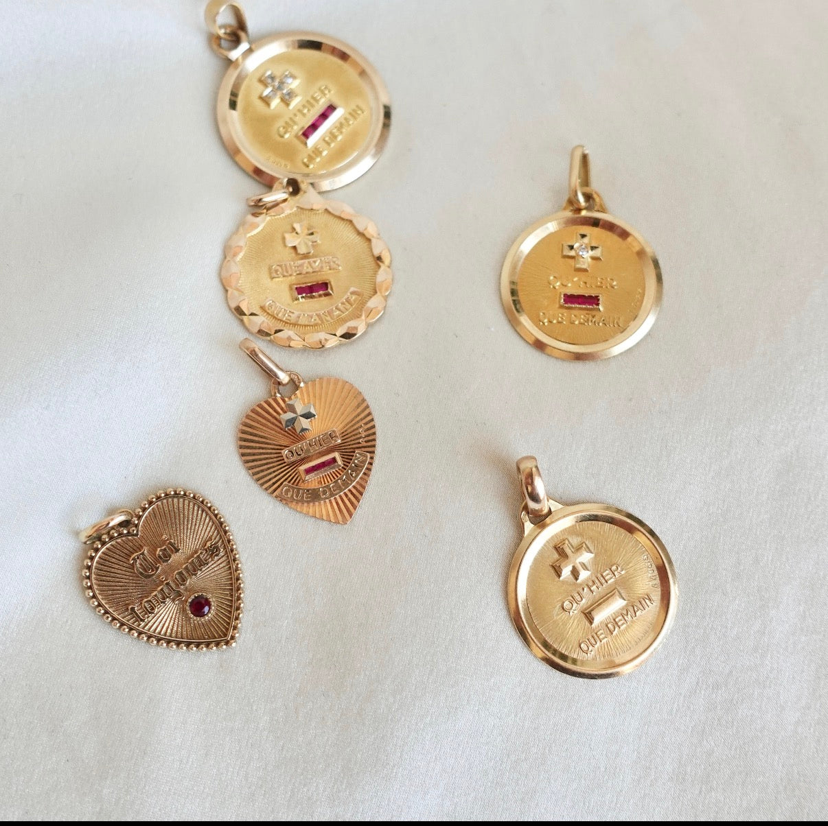 Authentic Vintage French 18 Karat Gold Love Medal by A. Augis