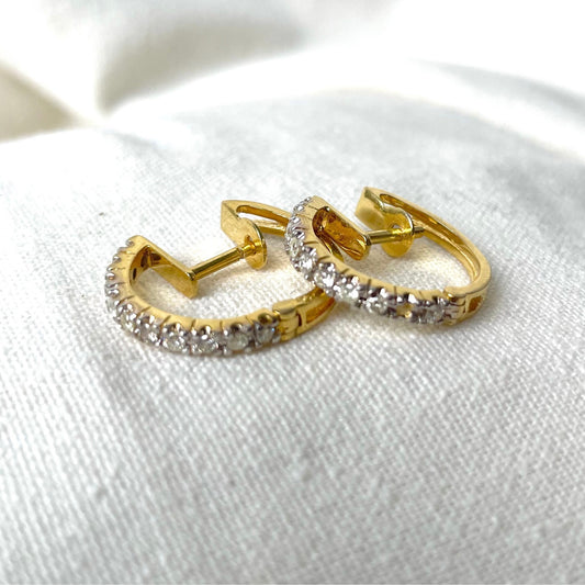 14K Diamond Huggies