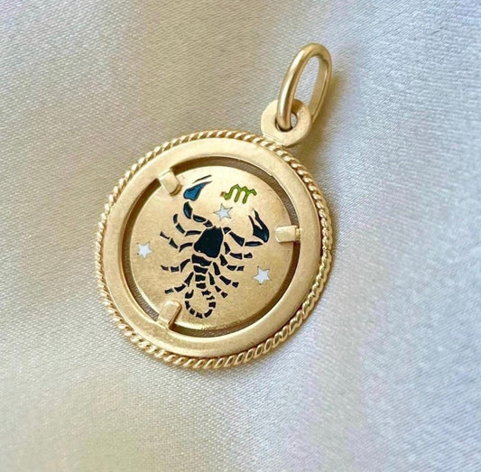 Italian Enamel Scorpio with Braided Border