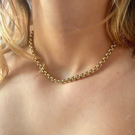 18K Yellow Gold Rolo Chain- 15.5 inches by UnoAerre