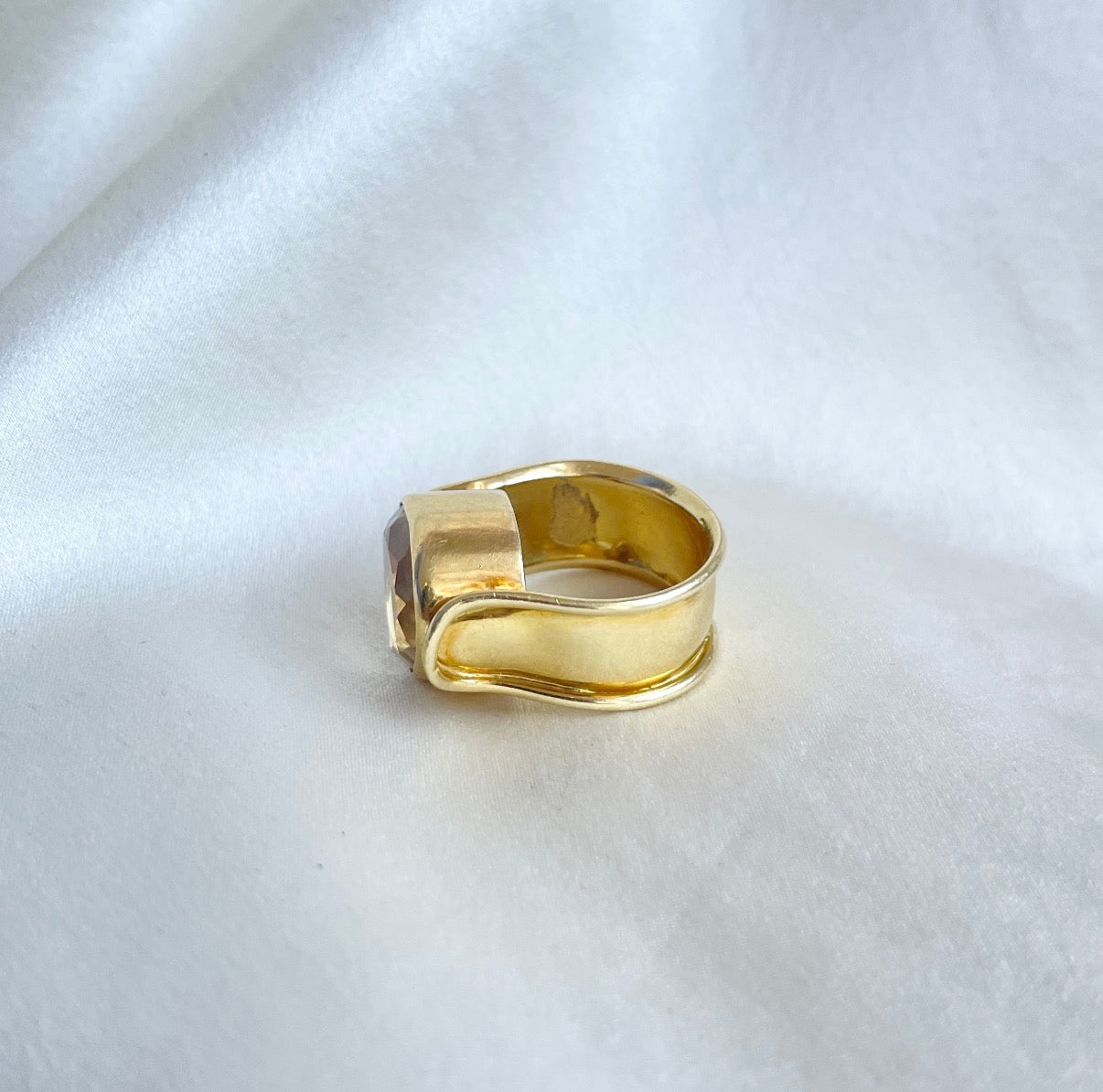 Sculptural Smoky Topaz Ring